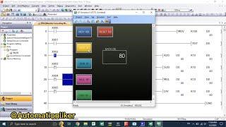 GX Works 2 : ADD,SUB,MUL,DIV instruction mitsubishi PLC FX series connected with HMI simulator