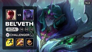 Bel'Veth vs Lee Sin Jungle - KR Challenger - Patch 14.3 Season 14