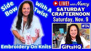 Trendy Side Bow With A Twist: Embroidery on Knitted Sleeves  - Saturday Crafternoon #114