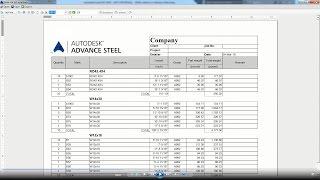 Advance Steel - Creating a BOM & opening it in Microsoft Excel