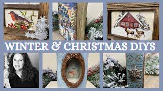 WINTER & CHRISTMAS DIYS USING THRIFT FINDS / DOLLAR TREE ITEMS  / SCRAP WOOD / IOD / DIXIE BELLE