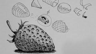 Pen & Ink Drawing Tutorials | How to draw a strawberry