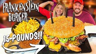 15lb Viral "Frankenstein" Monster Burger Challenge w/ @KatinaEatsKilos