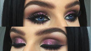  Dramatic pink glitter cat eyes | valentine makeup tutorial 