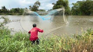 Lần đầu quăng chài miệng rộng trúng bầy cá lớn