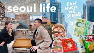 How much we spend in a day living in Seoul, Korea?  Eating out, public transport, snacks | vlog 