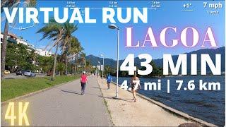 Virtual Run 43 Minutes | Lagoa, Rio 4.7 mi (7.6 km) | Treadmill Virtual Run in 4K | Music Included