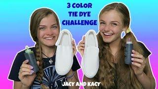 3 Color Tie Dye Shoe Challenge ~ DIY Fun Shoes ~ Jacy and Kacy