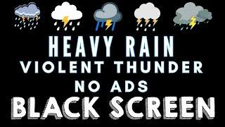 Defeat Insomnia in 3 Minutes - BLACK SCREEN with Heavy Rain & Violent Thunder SoundsRelief Stress