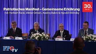 Patriotisches Manifest –  Erklärung mit Herbert Kickl, Viktor Orbán, Andrej Babiš & Harald Vilimsky