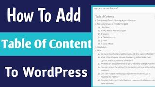 how to add table of contents in article insider in wordpress | table of contents in wordpress