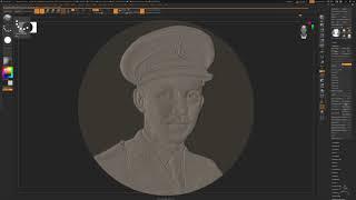 Cpt Sir Tom Moore - bas-relief timelapse Zbrush