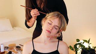 ASMR scalp check and massage on Maggie (whisper, real person)