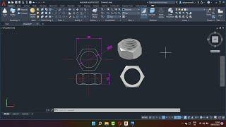 Cara membuat Mur 2dimensi ke 3dimensi di AutoCAD