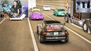 CONVOY HONDA CIVIC EG6 & MAZDA RX-7 & SILVIA S14 | STEERING WHEEL + PEDAL CAM | ASSETO CORSA