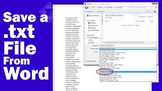 Save a .txt file from Word