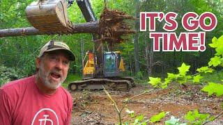 HEAVY MACHINERY! | DEMOLISHING TREES!!! | Clearing Land For The Off Grid Barndominium