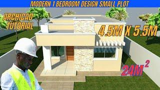Project Design a 4.5m x 5m 1-Bedroom House on a 20x40ft Plot in ArchiCAD | @jaymobuilder