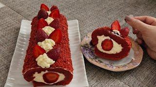 Cara Membuat Bolu Gulung Red Velvet dan Butter Cream; resep di deskripsi