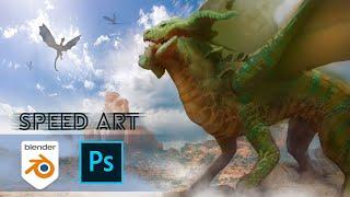 Creating a FANTASY DRAGON illustration in Blender and Photoshop