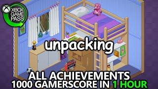 Unpacking - All Achievements - 1000 Gamerscore in 1 Hour - Xbox Game Pass