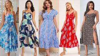 Trendy Outfits Summer Dresses Design Ideas 2024/Printed Summer Sun Maxi Dresses Design/Beach Guest D