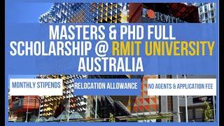 No Agent| No IELTS| No application fee| $35,885 Stipend for MSc & PhD Scholarship at RMIT University