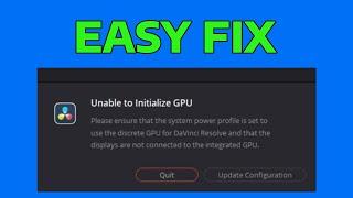 Fix Unable to Initialize GPU in DaVinci Resolve 18 Error | How To