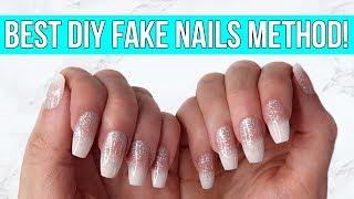 DIY FAKE NAILS AT HOME! No acrylic, easy, lasts 3 weeks!