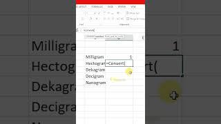 Convert Milligram into Hectogram Microsoft Excel #msexcel #hectogram #excel #shorts