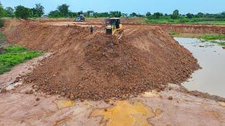 The Wonderfull Project Big Bulldozer SHANTUI Push Soil High Drop With DumpTruck Small Delivery Soil