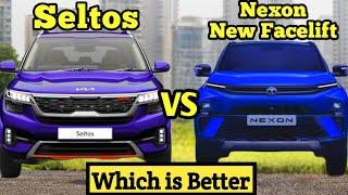 Nexon Facelift 2023 vs Kia Seltos Detail Comparision #nexonfacelift2023