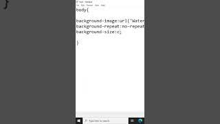 How to fit background image in webpage using CSS tag in Notepad | CSS background img|#htmlcss #image