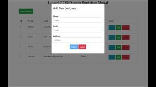 laravel 7 crud using bootstrap modal