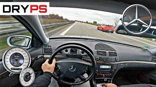 Mercedes-Benz E 200 W211 - TOP SPEED DRIVE ON GERMAN AUTOBAHN - POV