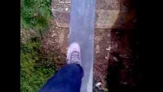 Extreme, amazing,crazy (walking on a narrow road at a height)!!