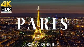 Paris 4K drone view  Flying Over Paris | Relaxation film with calming music - 4k HDR