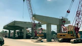 [4K]New Sky Bridge, Russian Blvd, Phnom Penh, Cambodia 2017 (Under Construction 2)