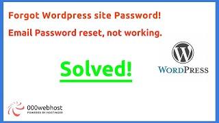 Forgot wordpress website password | Email password recovery not working | 000webhost