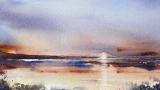 Atmospheric Semi Abstract Sunset Seascape Watercolour Tutorial