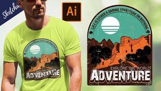 How to make a T Shirt Design using Adobe Illustrator | Adventure Illustration Design | Advanced