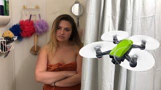 DRONE SPY CAM ON HER SHOWERING!