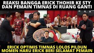 SELEBRASI BANGGA ERICK THOHIR KE STY PEMAIN TIMNAS DI RUANG GANTI USAI MENANG VS ARAB. OPTIMIS LOLOS