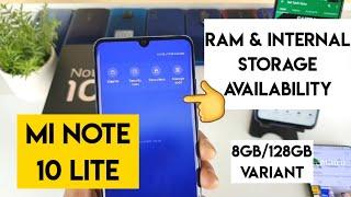 Mi note 10 lite ram and storage availability