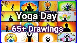 Yoga day drawing/ international yoga day poster drawing ideas/ How to draw yoga day poster