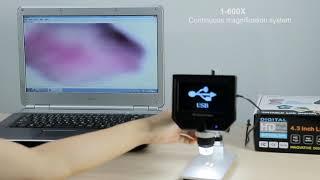 4.3" LCD Digital USB Microscope Magnifier with Adjustable Stand 1-600X Continuous Magnification Zoom