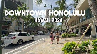 Downtown Honolulu Waikiki Walk 4k | Hawaii, Oahu 2024