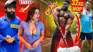 when Elite Powerlifter Use 32KG mop|pretending cleaner in gym!Anatoly gym prank