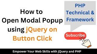 How to Open Modal Popup using jQuery on Button Click || how to open modal pop up using jQuery