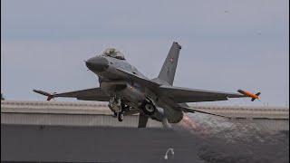 DANISH F-16 DOMINATING DISPLAY OVER FARNBOROUGH AIRSHOW 2024 - 4K